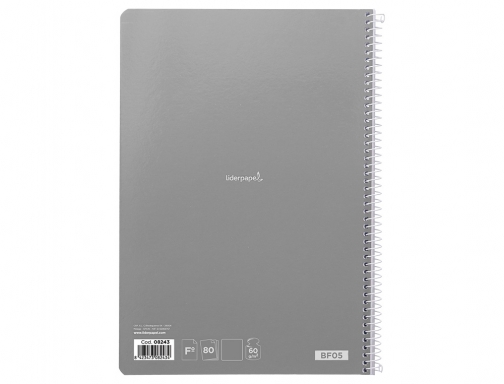 Cuaderno espiral Liderpapel folio smart tapa blanda 80h 60gr liso sin margen 08243, imagen 5 mini