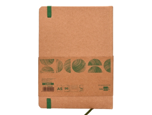 Libreta Liderpapel ecouse 100% reciclada A5 96 hojas 70g m2 horizontal con 166146, imagen 4 mini