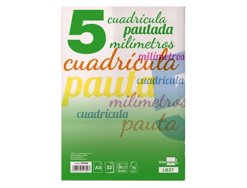 Libreta Liderpapel pautaguia tapa carton 32 hojas Din A5 70 g cuadriculado 51709, imagen 4 mini