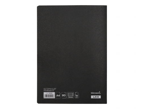 Libreta Liderpapel tapa negra A4 80 hojas 60g m2 cuadro 5mm con 54412, imagen 3 mini