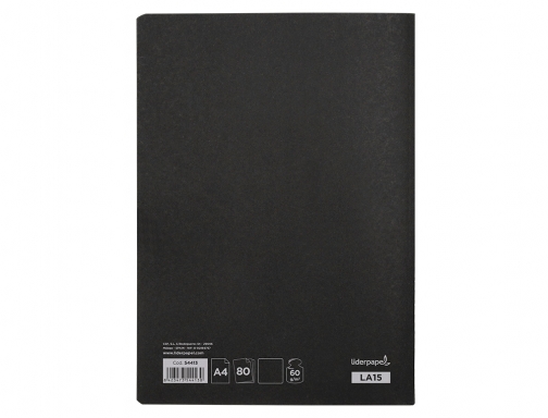 Libreta Liderpapel tapa negra A4 80 hojas 60g m2 liso con doble 54413, imagen 4 mini