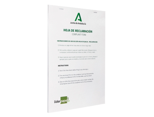 Libro Liderpapel hojas de reclamaciones junta de andalucia Din A4 25 juegos 77739, imagen 4 mini