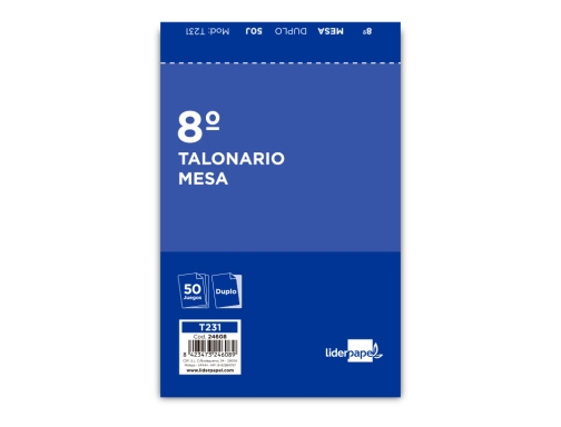 Talonario Liderpapel camarero octavo original y copia t231 papel autocopiante 24608, imagen 2 mini