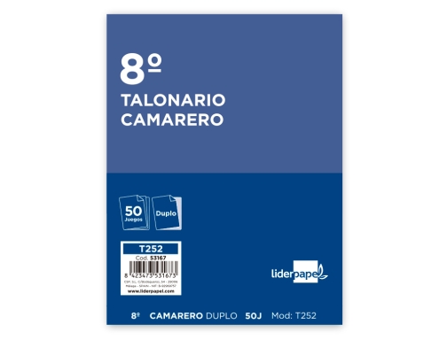 Talonario Liderpapel camarero 8 original y copia t252 zig zag 53167, imagen 2 mini