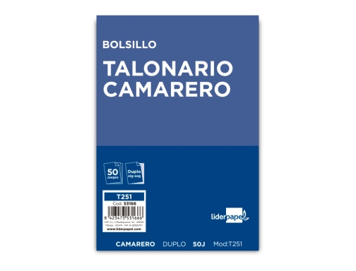 Talonario Liderpapel camarero bolsillo original y copia t251 zig zag 53166, imagen 2 mini