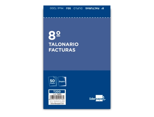 Talonario Liderpapel facturas 8 original y copia t200 con i. V. A 12413, imagen 2 mini