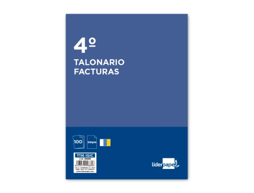 Talonario Liderpapel facturas cuarto original t116 con i. G. I. C.99885, imagen 2 mini