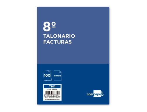 Talonario Liderpapel facturas octavo -sin iva- 101 07780, imagen 2 mini