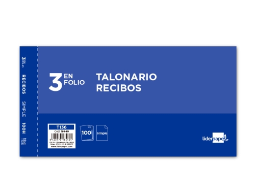 Talonario Liderpapel recibos 3 f original t136 sin matriz 18440, imagen 2 mini