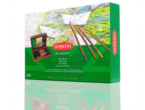 Estuche de pintura Derwent academy madera lapices de colores 35 piezas 2300147, imagen 2 mini