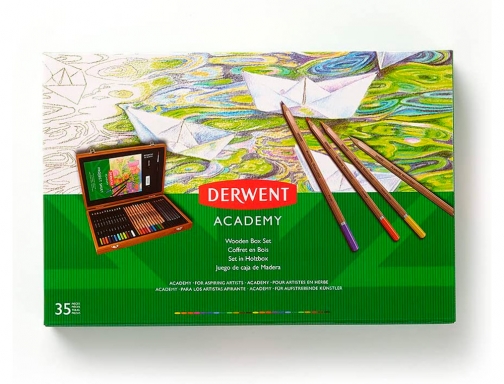 Estuche de pintura Derwent academy madera lapices de colores 35 piezas 2300147, imagen 3 mini