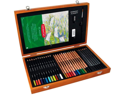 Estuche de pintura Derwent academy madera lapices de colores 35 piezas 2300147, imagen 4 mini