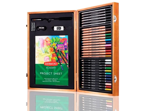 Estuche de pintura Derwent academy madera lapices de colores 35 piezas 2300147, imagen 5 mini