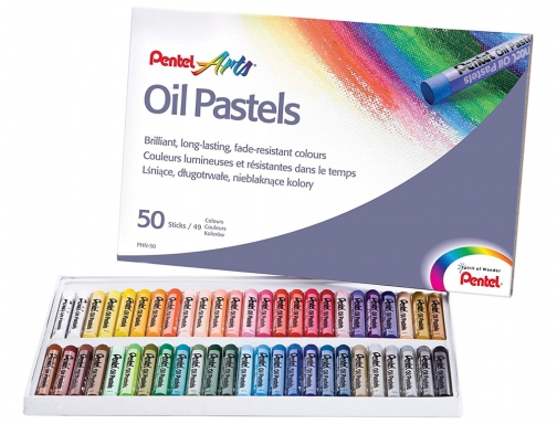 Lapices Pentel oil pastel caja de 50 colores surtidos PHN-50, imagen 2 mini