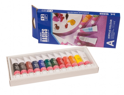 Pintura acrilica Artist caja carton de 12 colores surtidos tubo de 12 A1212E, imagen 2 mini