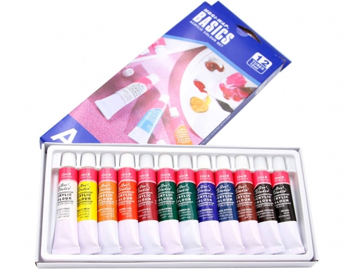 Pintura acrilica Artist caja carton de 12 colores surtidos tubo de 12 A1212E, imagen 3 mini