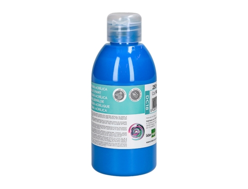 Pintura acrilica Liderpapel bote de 250 ml cian 166312 , azul cian, imagen 3 mini