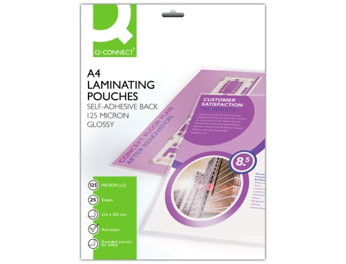 Bolsa de plastificar Qconnect 303 x 216 mm 125 mc Din A4 KF24056, imagen 2 mini