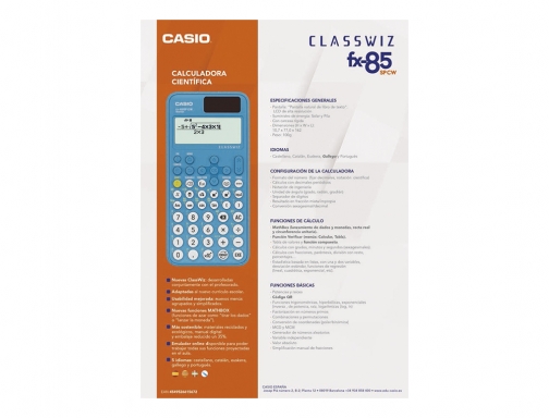 Calculadora Casio FX-85sp cw iberia solar cientifica +300 funciones 9 memorias 15+10+2 FX-85SPCW-BU-W-ET, imagen 5 mini