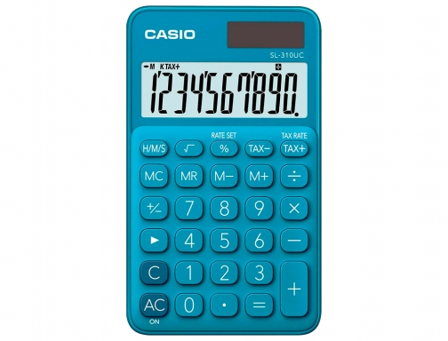 Calculadora Casio SL-310UC-BU bolsillo 10 digitos tax + - tecla color azul, imagen 2 mini