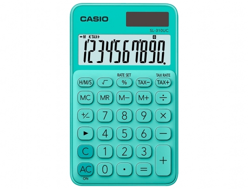 Calculadora Casio SL-310UC-GN bolsillo 10 digitos tax + - tecla color verde, imagen 2 mini