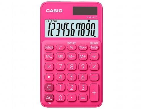 Calculadora Casio SL-310UC-RD bolsillo 10 digitos tax + - tecla color fucsia, imagen 2 mini
