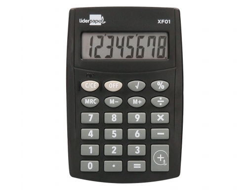 Calculadora Liderpapel bolsillo xf01 8 digitos pilas color negro 99x64x9 mm 163466, imagen 3 mini