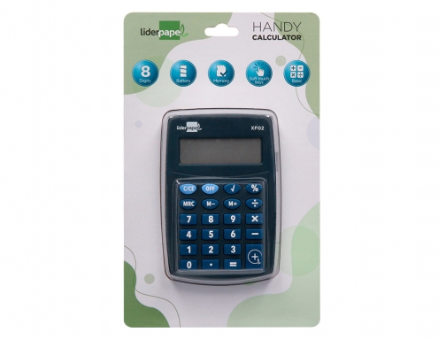 Calculadora Liderpapel bolsillo xf02 8 digitos pilas color azul 99x64x9 mm 163467, imagen 2 mini