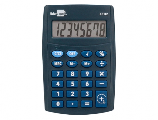 Calculadora Liderpapel bolsillo xf02 8 digitos pilas color azul 99x64x9 mm 163467, imagen 3 mini