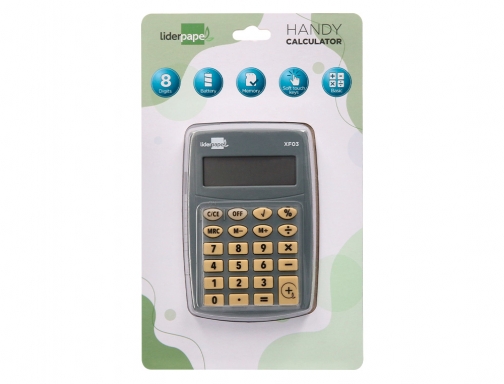 Calculadora Liderpapel bolsillo xf03 8 digitos pilas color gris 99x64x9 mm 163468, imagen 2 mini