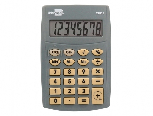 Calculadora Liderpapel bolsillo xf03 8 digitos pilas color gris 99x64x9 mm 163468, imagen 3 mini