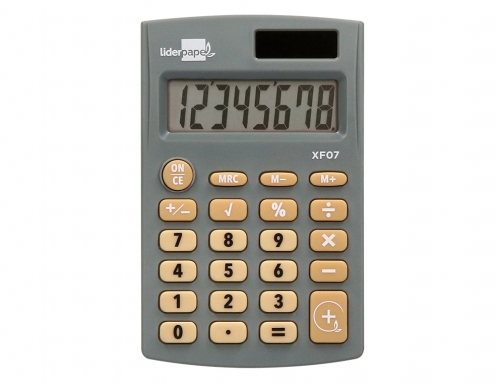 Calculadora Liderpapel bolsillo xf07 8 digitos solar y pilas color gris 98x62x8 163472, imagen 3 mini
