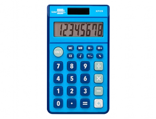Calculadora Liderpapel bolsillo xf09 8 digitos solar y pilas color azul 115x65x8 163474, imagen 3 mini