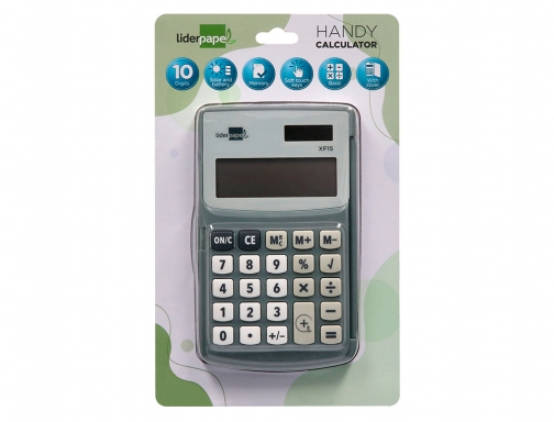Calculadora Liderpapel bolsillo xf15 10 digitos con tapa solar y pilas color 163480, imagen 2 mini