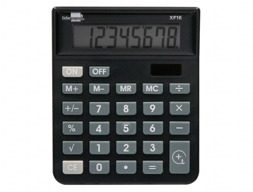 Calculadora Liderpapel sobremesa xf16 8 digitos solar y pilas color negro 127x105x24 163481, imagen 3 mini