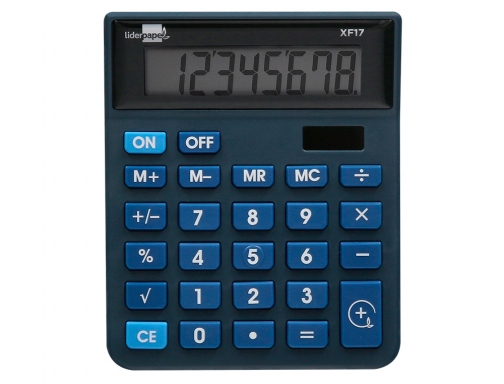Calculadora Liderpapel sobremesa xf17 8 digitos solar y pilas color azul 127x105x24 163482, imagen 3 mini