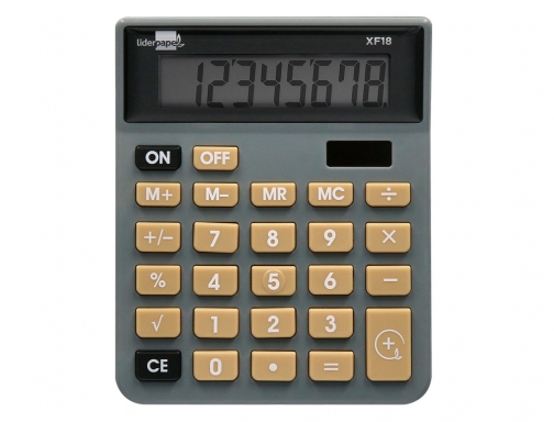 Calculadora Liderpapel sobremesa xf18 8 digitos solar y pilas color gris 127x105x24 163483, imagen 3 mini