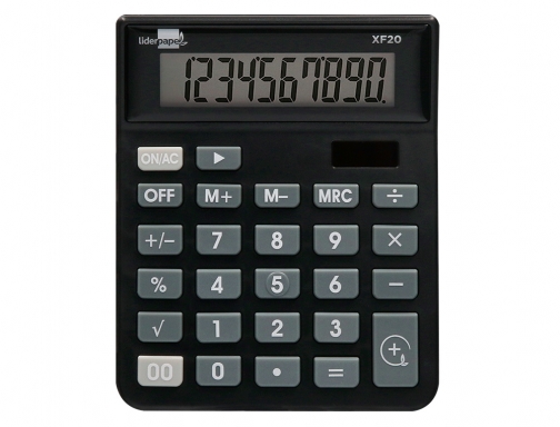 Calculadora Liderpapel sobremesa xf20 10 digitos solar y pilas color negro 127x105x24 163485, imagen 3 mini