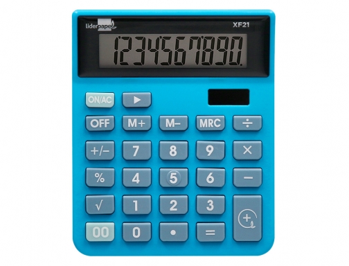 Calculadora Liderpapel sobremesa xf21 10 digitos solar y pilas color azul 127x105x24 163486, imagen 3 mini