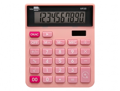 Calculadora Liderpapel sobremesa xf23 10 digitos solar y pilas color rosa 127x105x24 163488, imagen 3 mini