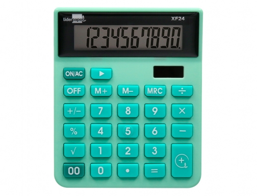 Calculadora Liderpapel sobremesa xf24 10 digitos solar y pilas color verde 127x105x24 163489, imagen 3 mini