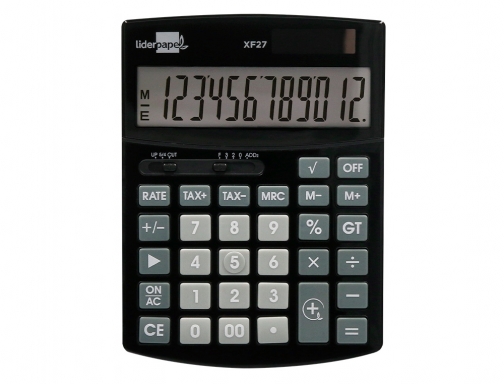 Calculadora Liderpapel sobremesa xf27 12 digitos tasas solar y pilas color negro 163492, imagen 3 mini