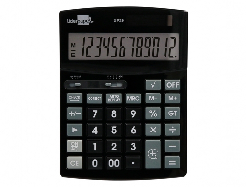 Calculadora Liderpapel sobremesa xf29 12 digitos solar y pilas color negro 190x140x30 163494, imagen 3 mini