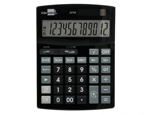 Calculadora Liderpapel sobremesa xf30 12 digitos tasas solar y pilas color negro 163495, imagen 3 mini