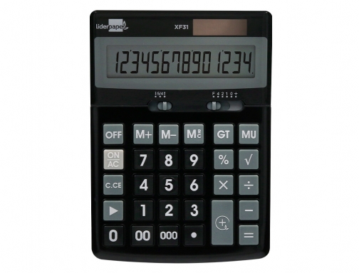 Calculadora Liderpapel sobremesa xf31 14 digitos solar y pilas color negro 170x122x35 163496, imagen 3 mini