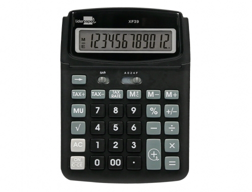 Calculadora Liderpapel sobremesa xf39 12 digitos solar y pilas color negro 190x140x32 166791, imagen 4 mini