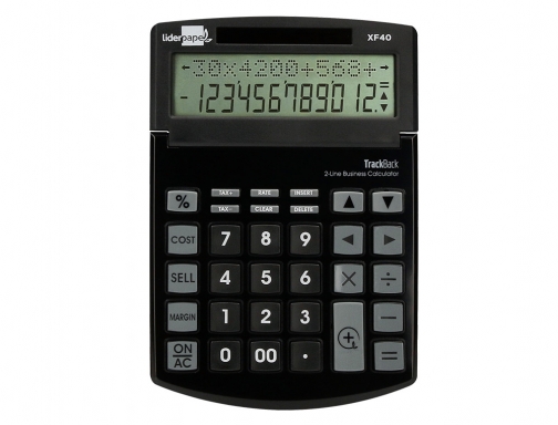 Calculadora Liderpapel sobremesa xf40 12 digitos dos lineas solar y pilas negro 166792, imagen 4 mini