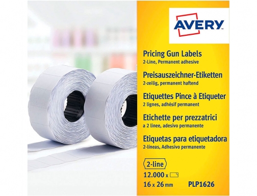 Etiqueta Avery ondulada blanca permanente 26x16 mm para etiquetadora pl21 18 caja PLP1626 , blanco, imagen 5 mini