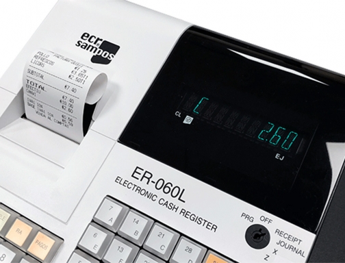 Registradora Ecr sampos er-60 blanca 28 departamentos display vfd antireflejos conforme normativa ER-060 L, imagen 3 mini