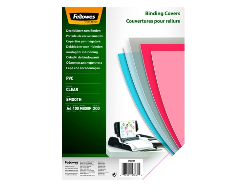 Tapa de encuadernacion Fellowes Din A3 pvc transparente cristal 200 micras pack 53764, imagen 2 mini